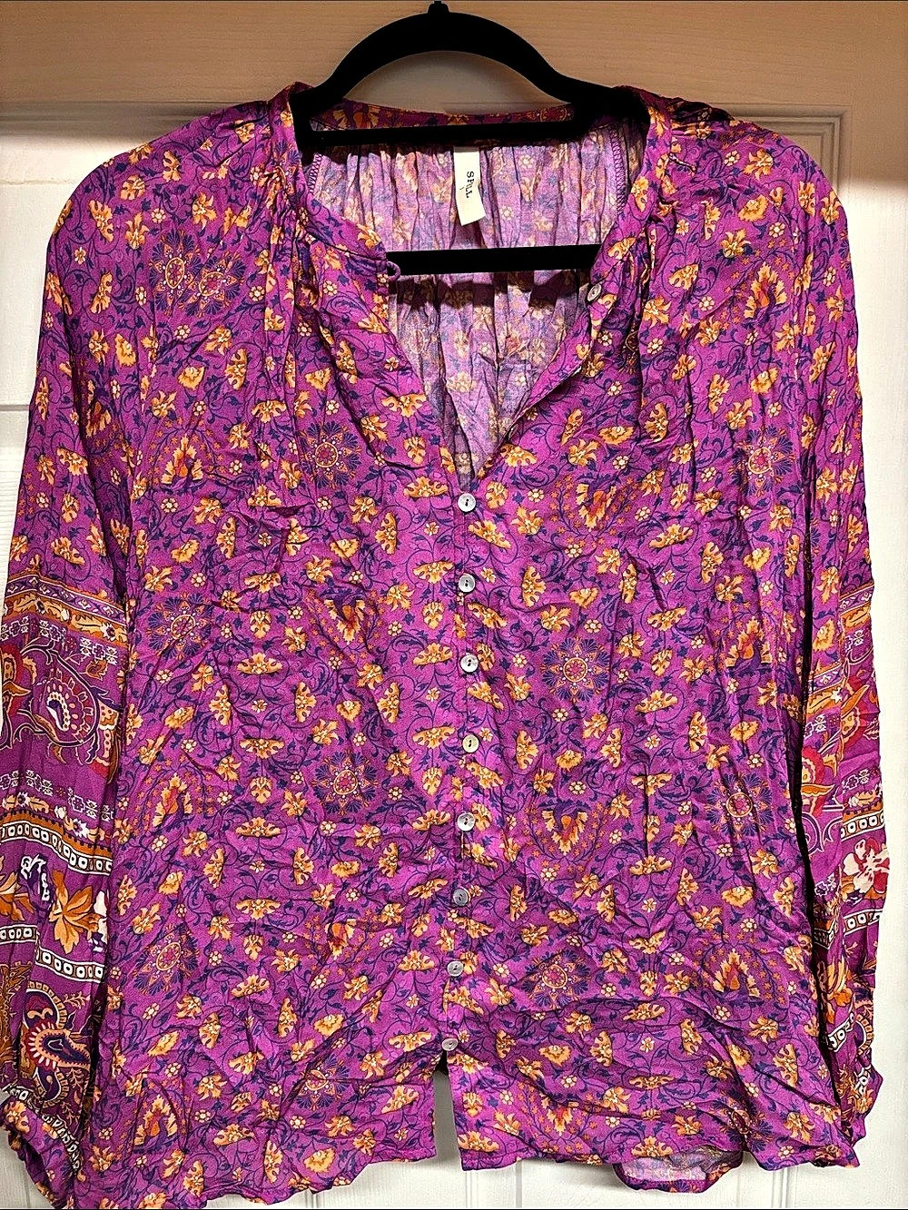 SPELL Floral Blouse in Purple & Orange Size Small Like New